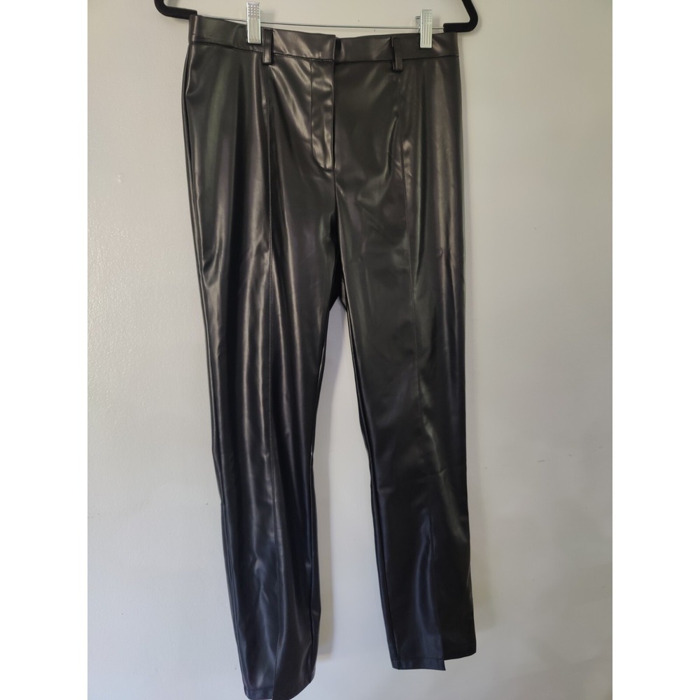Nicole+ Lina Black Faux Leather Pants Women's Size L New With Tags